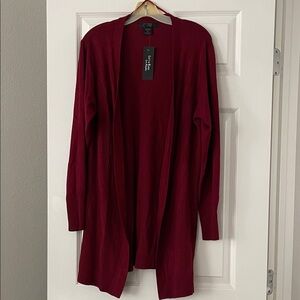 Elegant Burgundy Open Front Cardigan